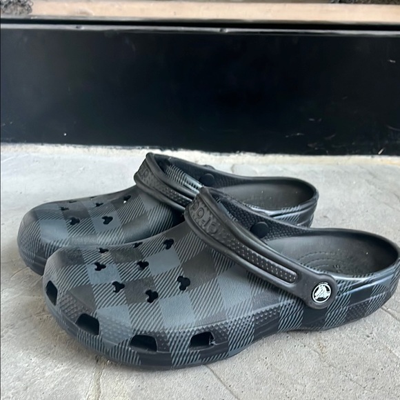 CROCS Black and Gray Checkered Clogs - Picture 1 of 3